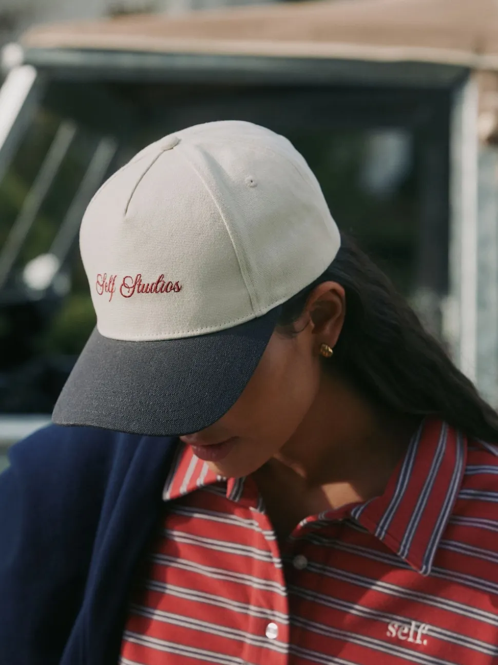 self. Cream Slogan Cap