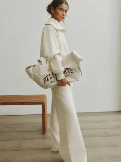 self. Cream Wide Leg Joggers