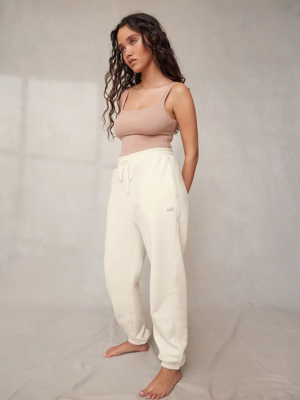 self. Ecru Cuffed Joggers