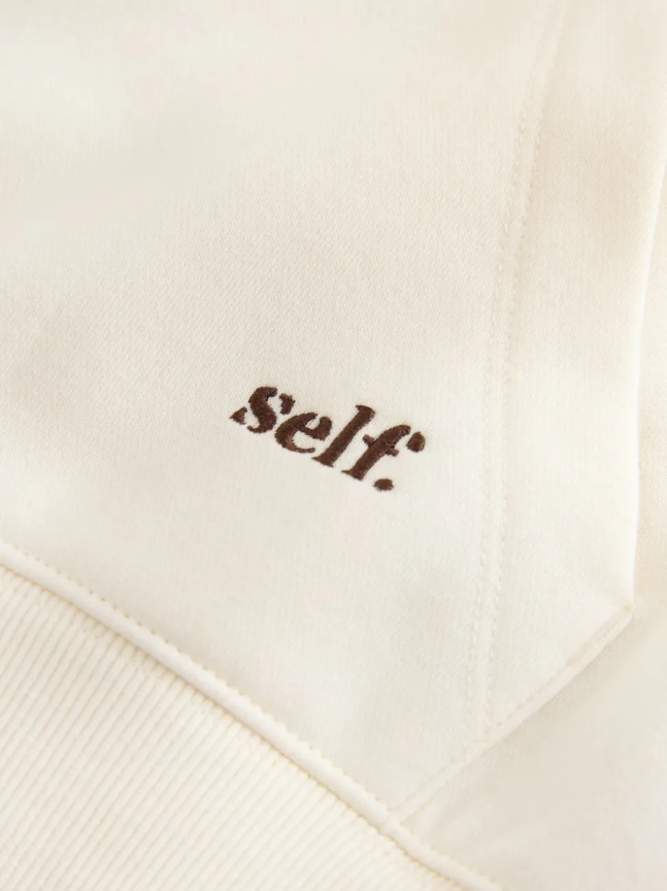 self. Ecru Half Zip Collar Sweatshirt