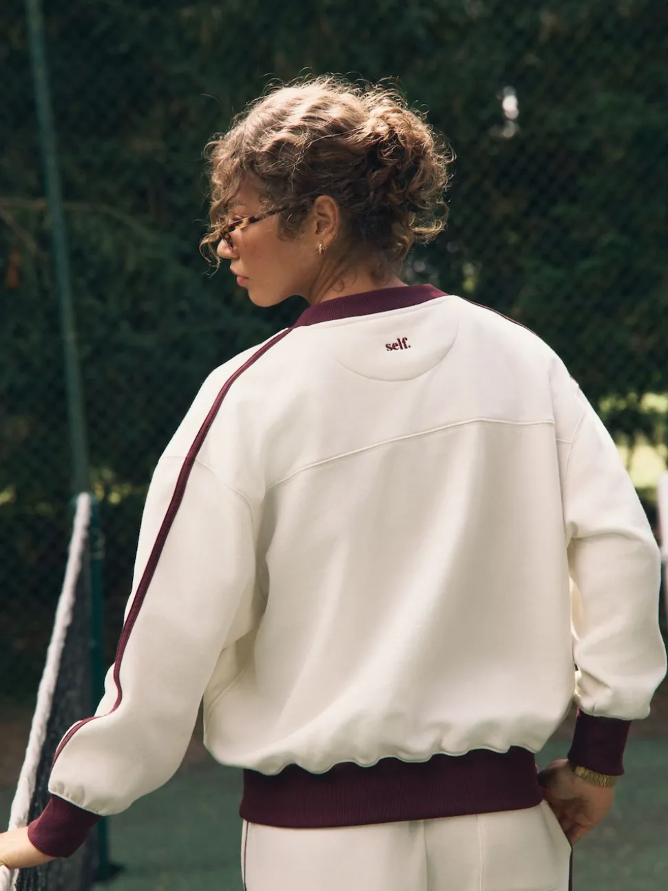 Self. Ecru/BerryColourblock Sweatshirt