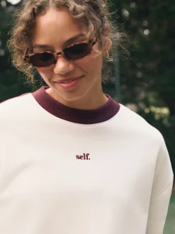 Self. Ecru/BerryColourblock Sweatshirt
