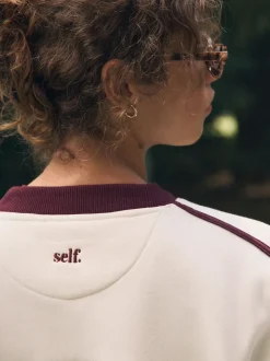 Self. Ecru/BerryColourblock Sweatshirt