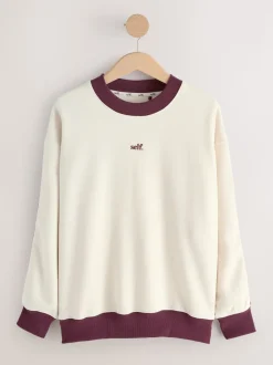 Self. Ecru/BerryColourblock Sweatshirt