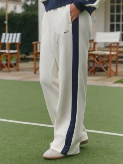 self. Ecru/Navy Wide Leg Joggers