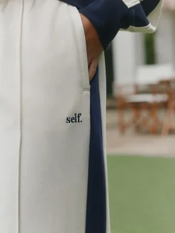 self. Ecru/Navy Wide Leg Joggers