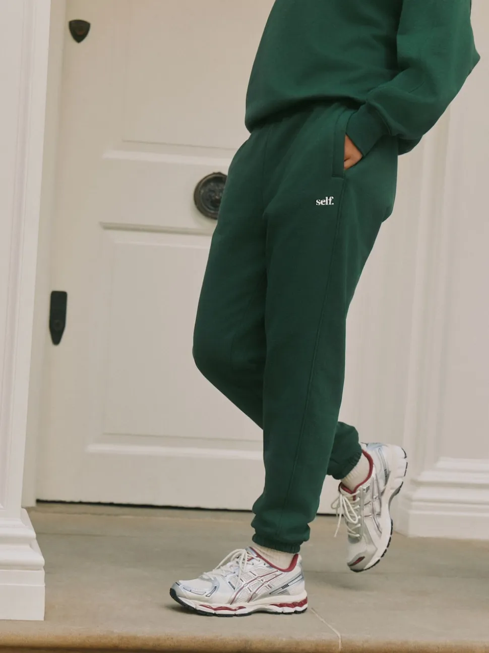 self. Green Cuffed Joggers