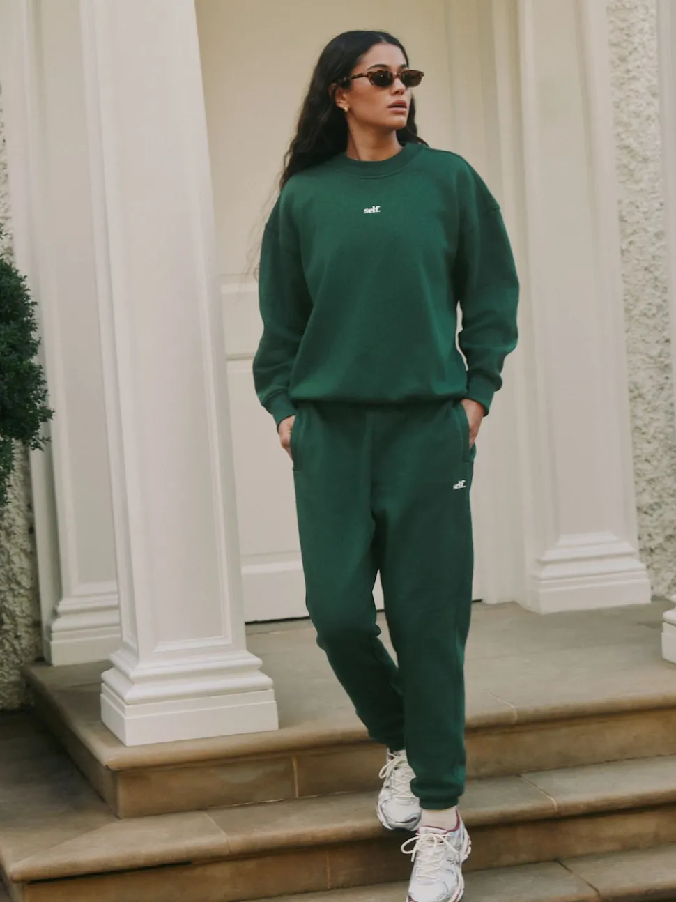 self. Green Cuffed Joggers
