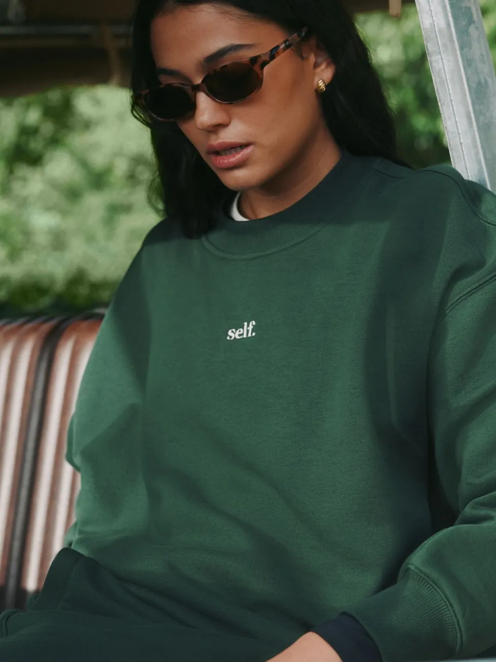 self. Green Cuffed Joggers
