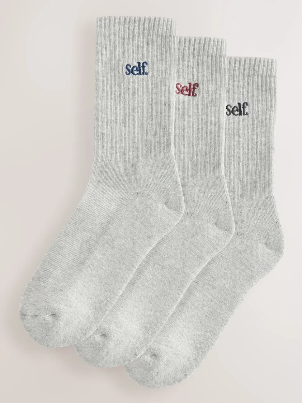 self. Grey / Navy / Berry 3 Pack Cushion Sole Lounge Ankle Socks 3 Pack
