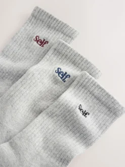 self. Grey / Navy / Berry 3 Pack Cushion Sole Lounge Ankle Socks 3 Pack