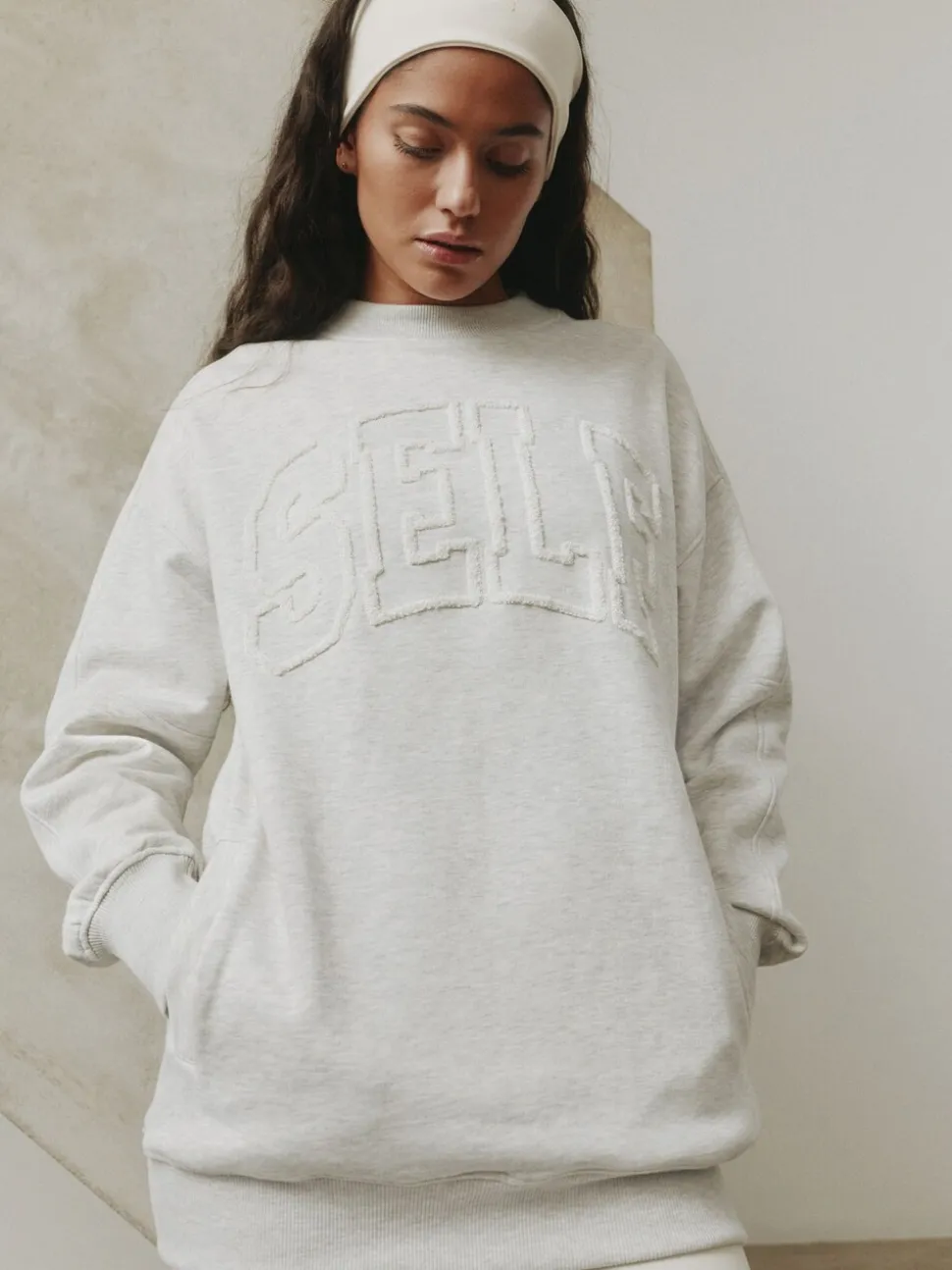 self. Grey Boucle Sweatshirt