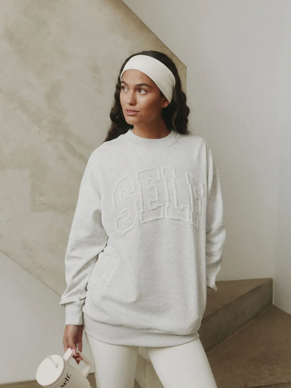 self. Grey Boucle Sweatshirt