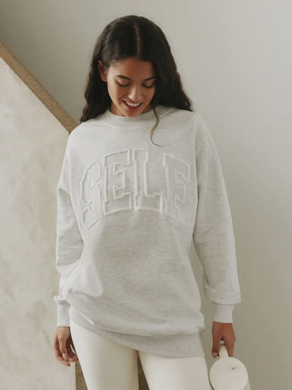 self. Grey Boucle Sweatshirt