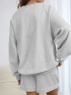 self. Grey Embroidered Slogan Sweatshirt