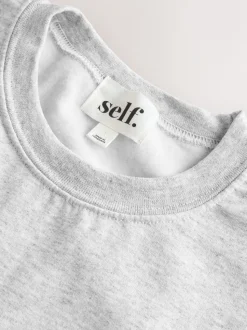 self. Grey Embroidered Slogan Sweatshirt