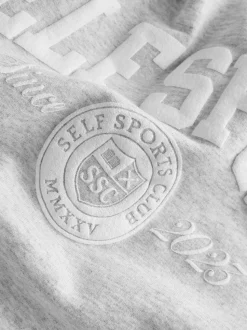 self. Grey Embroidered Slogan Sweatshirt