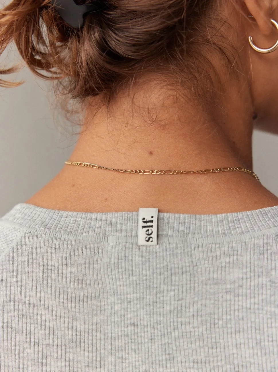self. Grey Fitted Rib T-Shirt