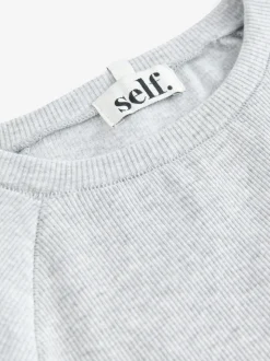 self. Grey Fitted Rib T-Shirt
