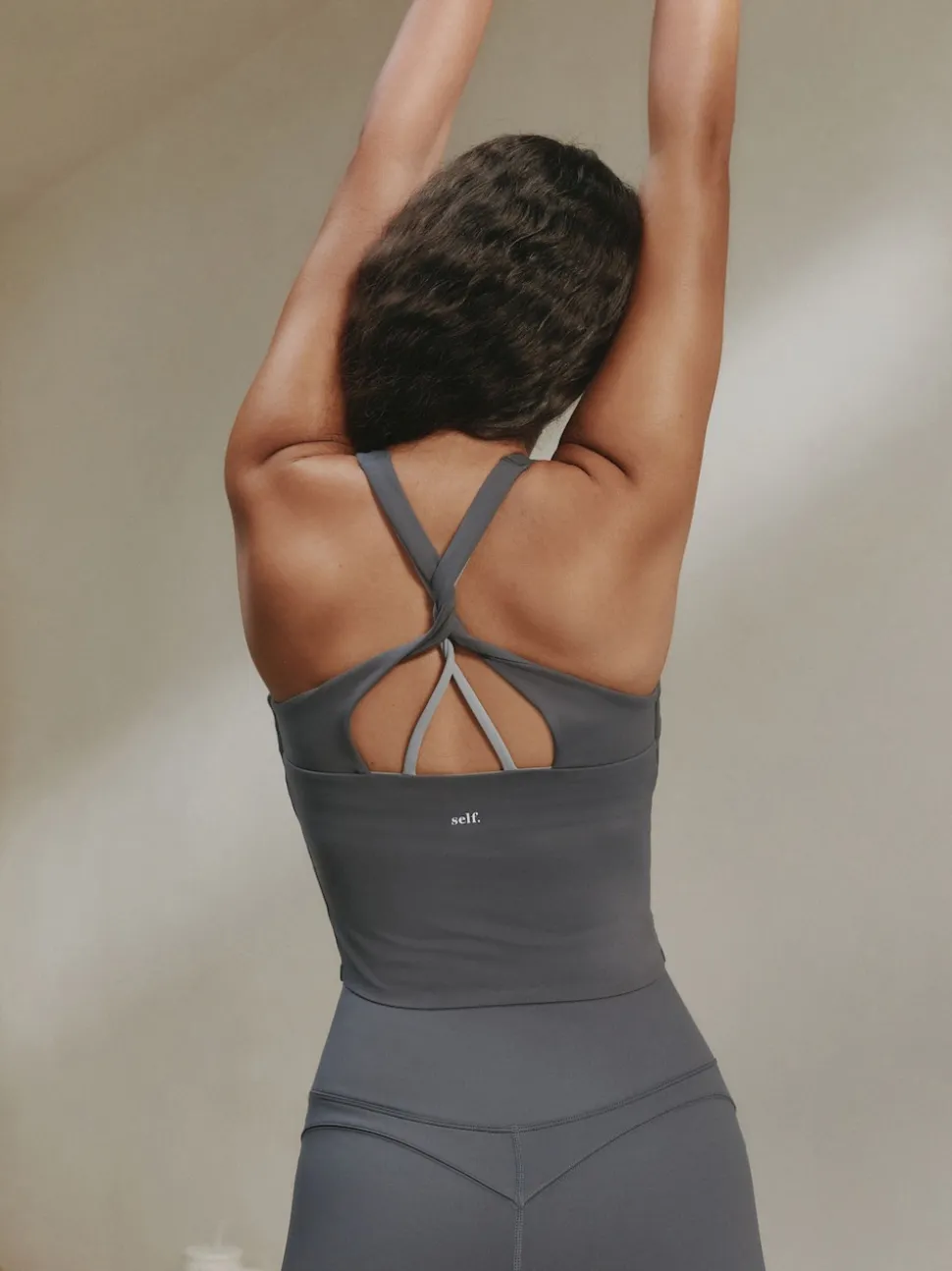 self. Grey High Waist Flared Leggings