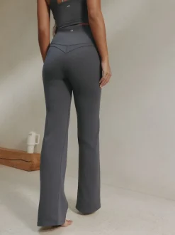 self. Grey High Waist Flared Leggings