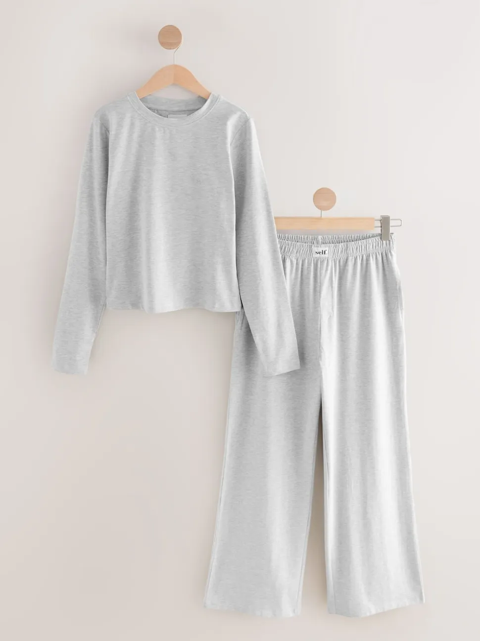 self. Grey Long Sleeve Pyjamas