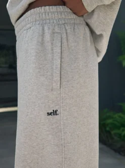 self. Grey Wide Leg Joggers