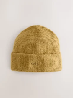 self. Lime Green Knitted Beanie Hat