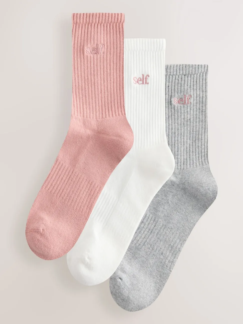 self. Mauve/Grey/Cream 3 Pack Cushion Sole Lounge Ankle Socks 3 Pack