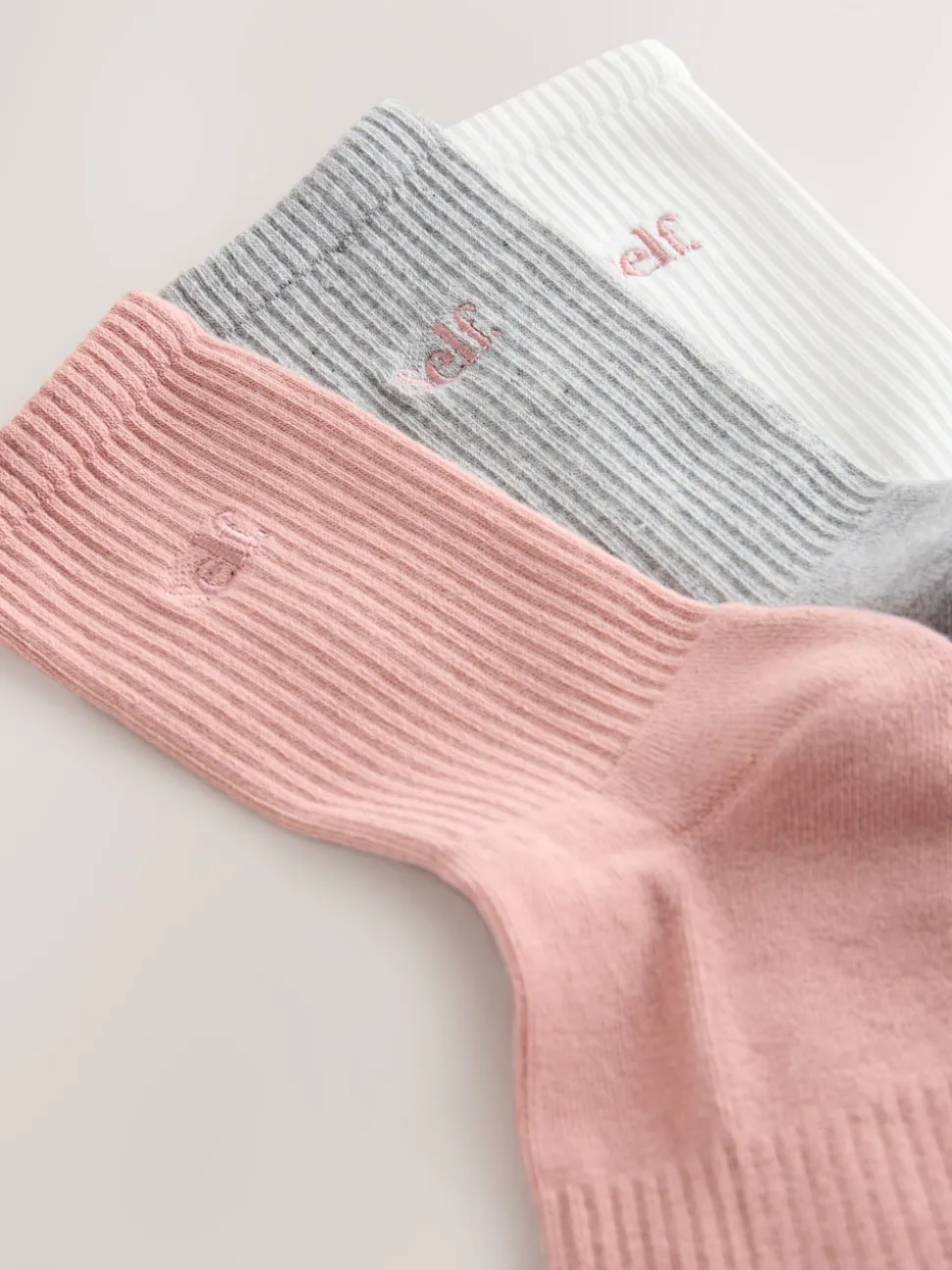 self. Mauve/Grey/Cream 3 Pack Cushion Sole Lounge Ankle Socks 3 Pack