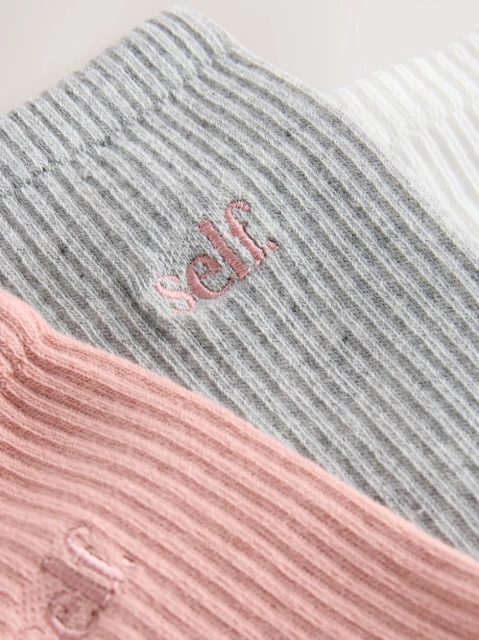 self. Mauve/Grey/Cream 3 Pack Cushion Sole Lounge Ankle Socks 3 Pack