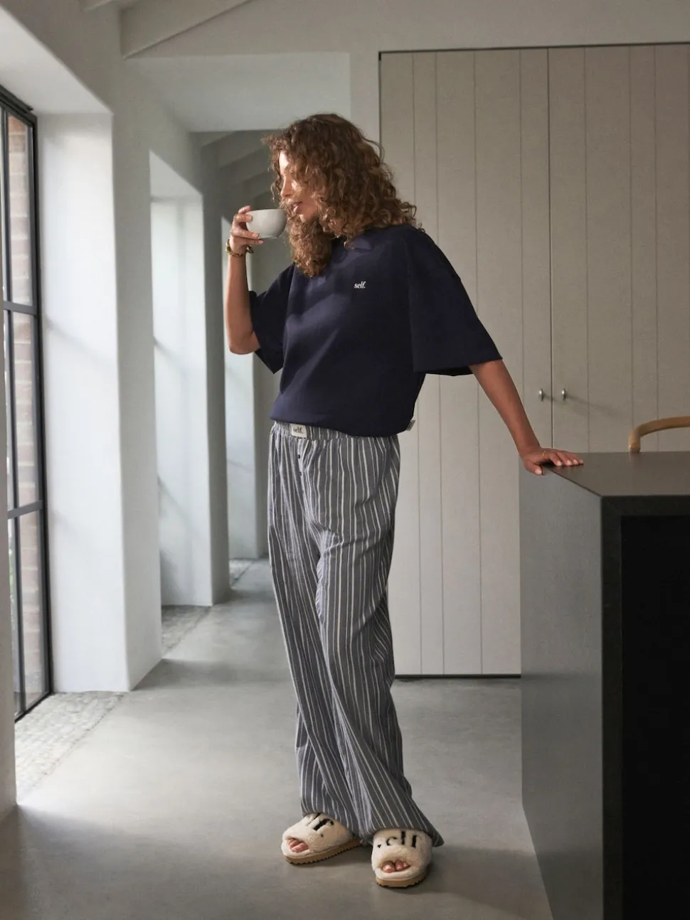 self. Navy Stripe Short Sleeve Pyjamas