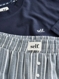 self. Navy Stripe Short Sleeve Pyjamas
