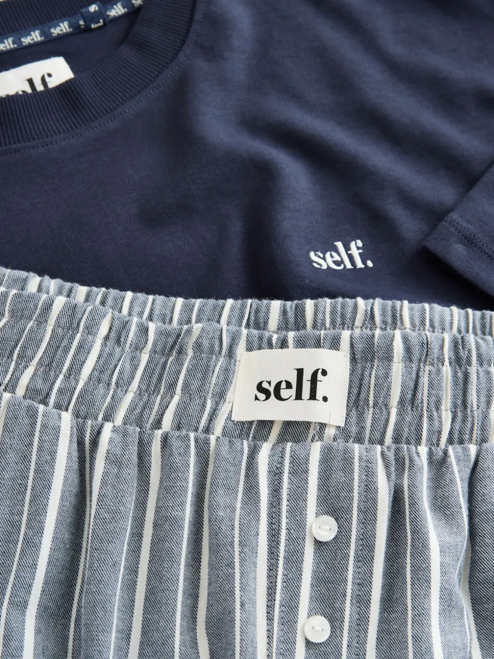 self. Navy Stripe Short Sleeve Pyjamas