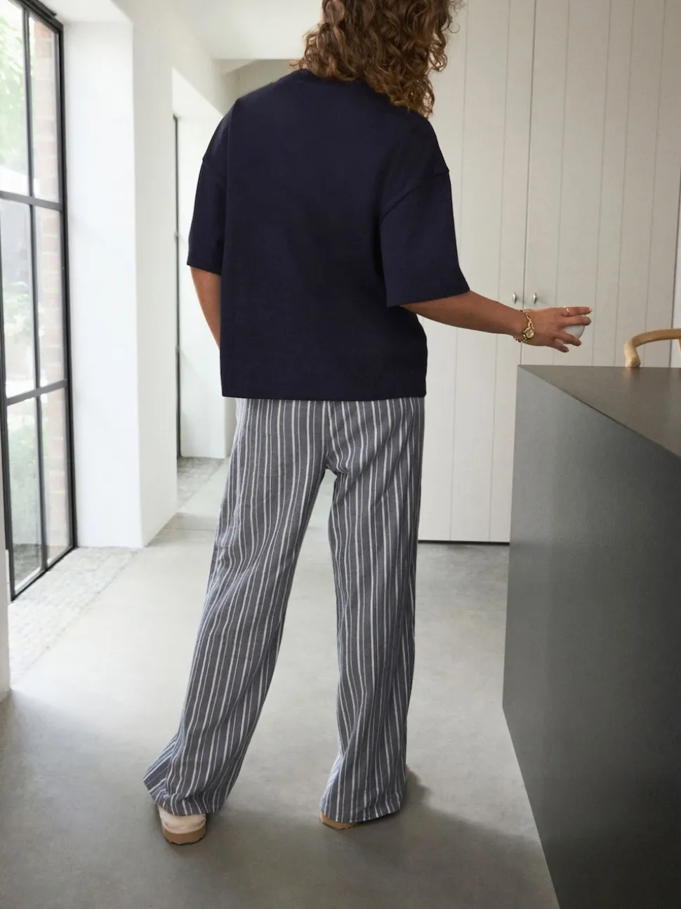 self. Navy Stripe Short Sleeve Pyjamas