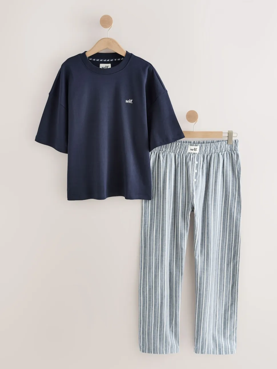 self. Navy Stripe Short Sleeve Pyjamas
