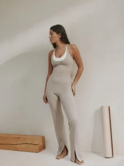 self. Neutral High Waist Flared Leggings
