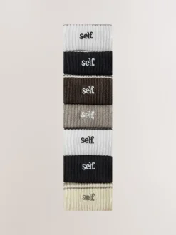 self. Neutral/Black Cushion Sole Lounge Ankle Socks 7 Pack