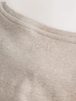 self. Oatmeal Ribbed Button Through Pyjamas