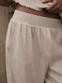 self. Oatmeal Ribbed Button Through Pyjamas
