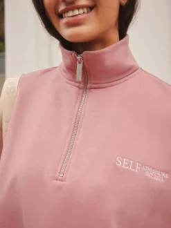 self. Pink Half Zip Sweatshirt