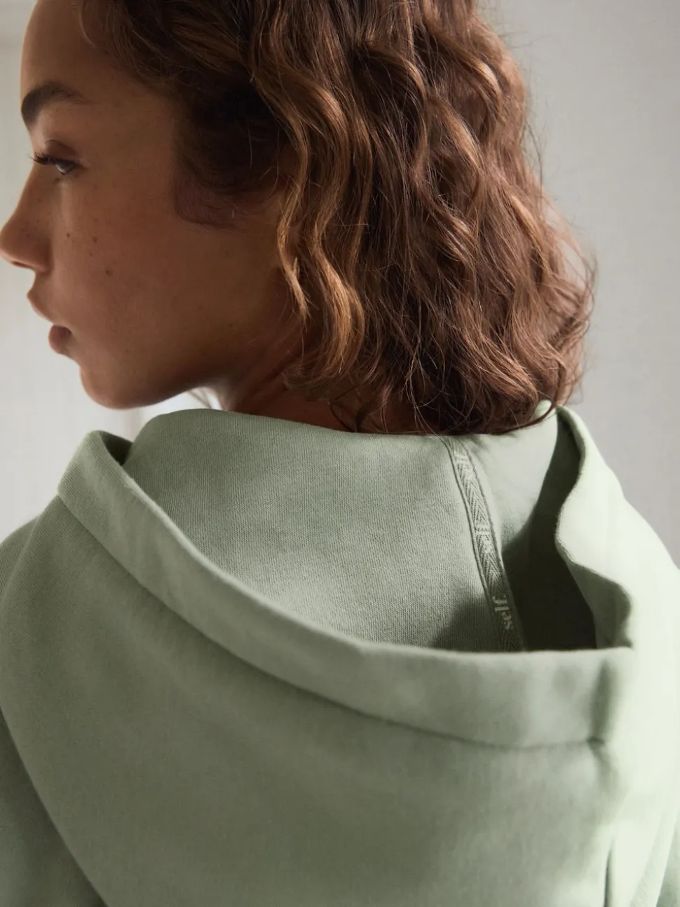 self. Sage Green Hooded Zip Through Jacket