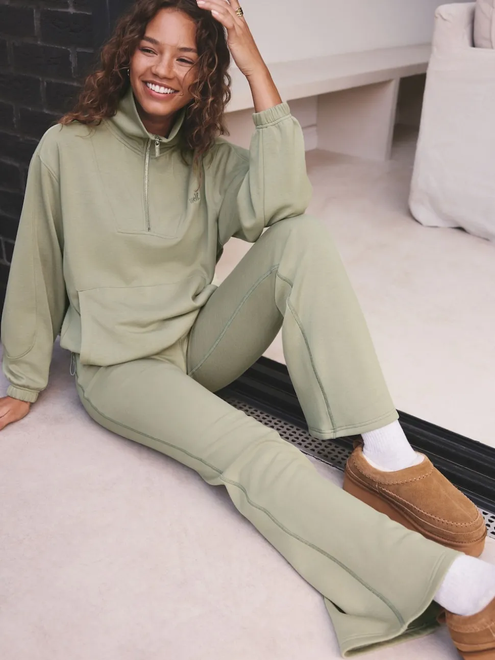 self. Sage Green Kickflare Joggers