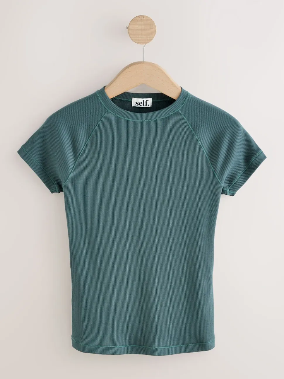 self. Teal Blue Fitted Rib T-Shirt
