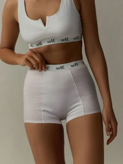 self. White Short Logo Knickers