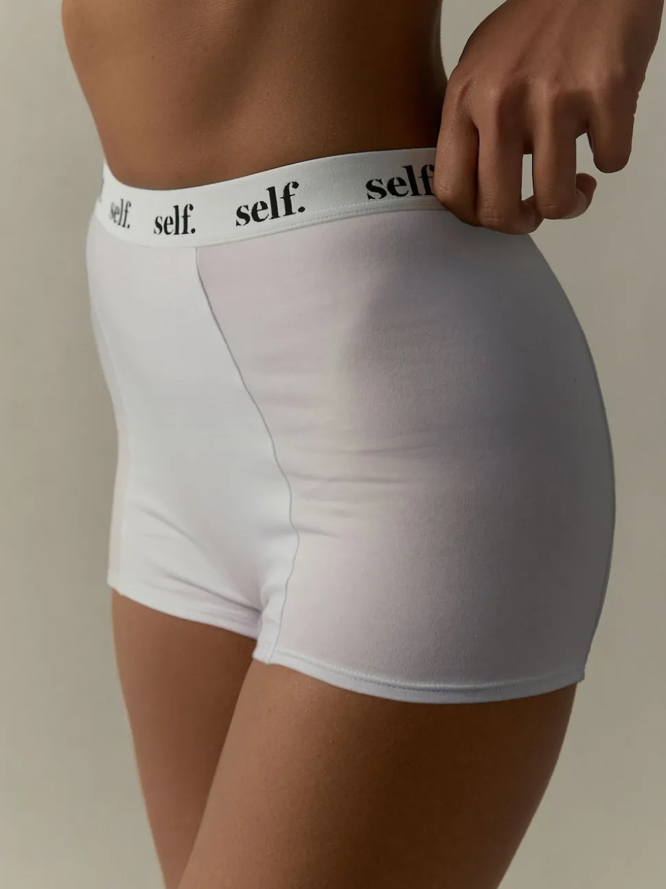 self. White Short Logo Knickers