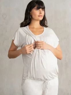 Seraphine Beige Oatmeal Marl Maternity & Nursing Hospital Bag Pyjamas 2 Piece Set
