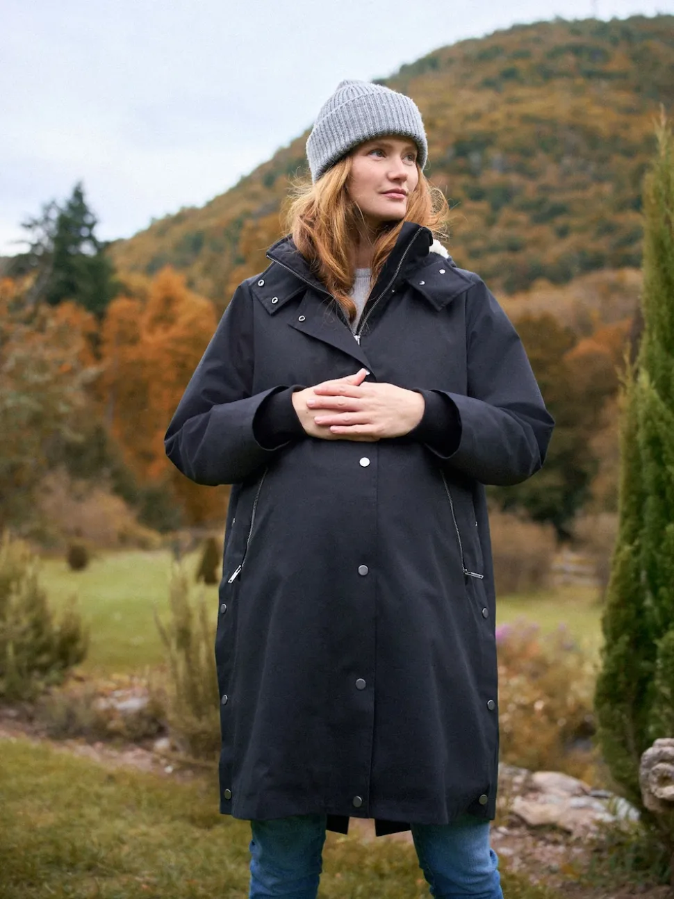 Seraphine Black 3 in 1 Maternity & Babywearing Parka with Borg Lining
