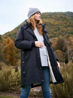 Seraphine Black 3 in 1 Maternity & Babywearing Parka with Borg Lining