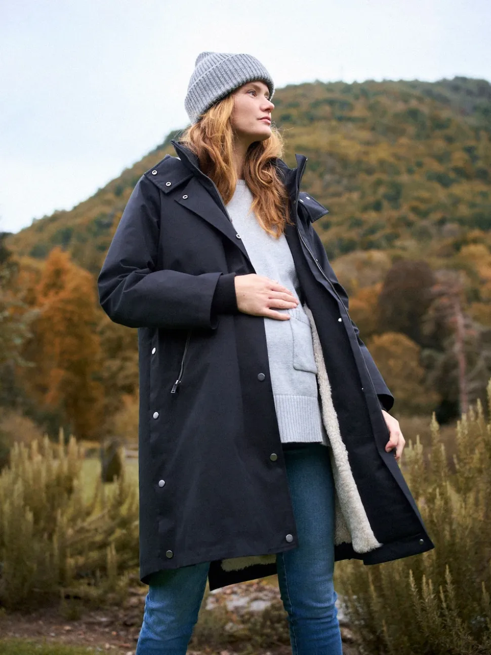 Seraphine Black 3 in 1 Maternity & Babywearing Parka with Borg Lining